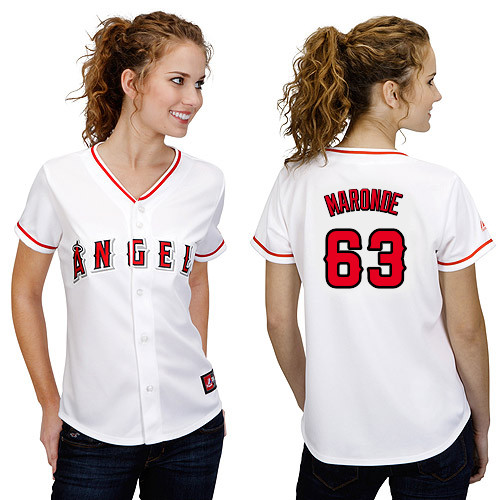 Nick Maronde #63 mlb Jersey-Los Angeles Angels of Anaheim Women's Authentic Home White Cool Base Baseball Jersey